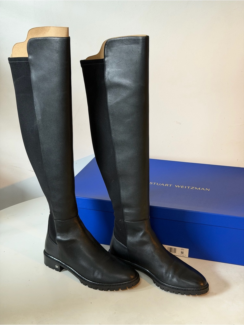 Stuart Weitzman Black City Over the Kner Boots